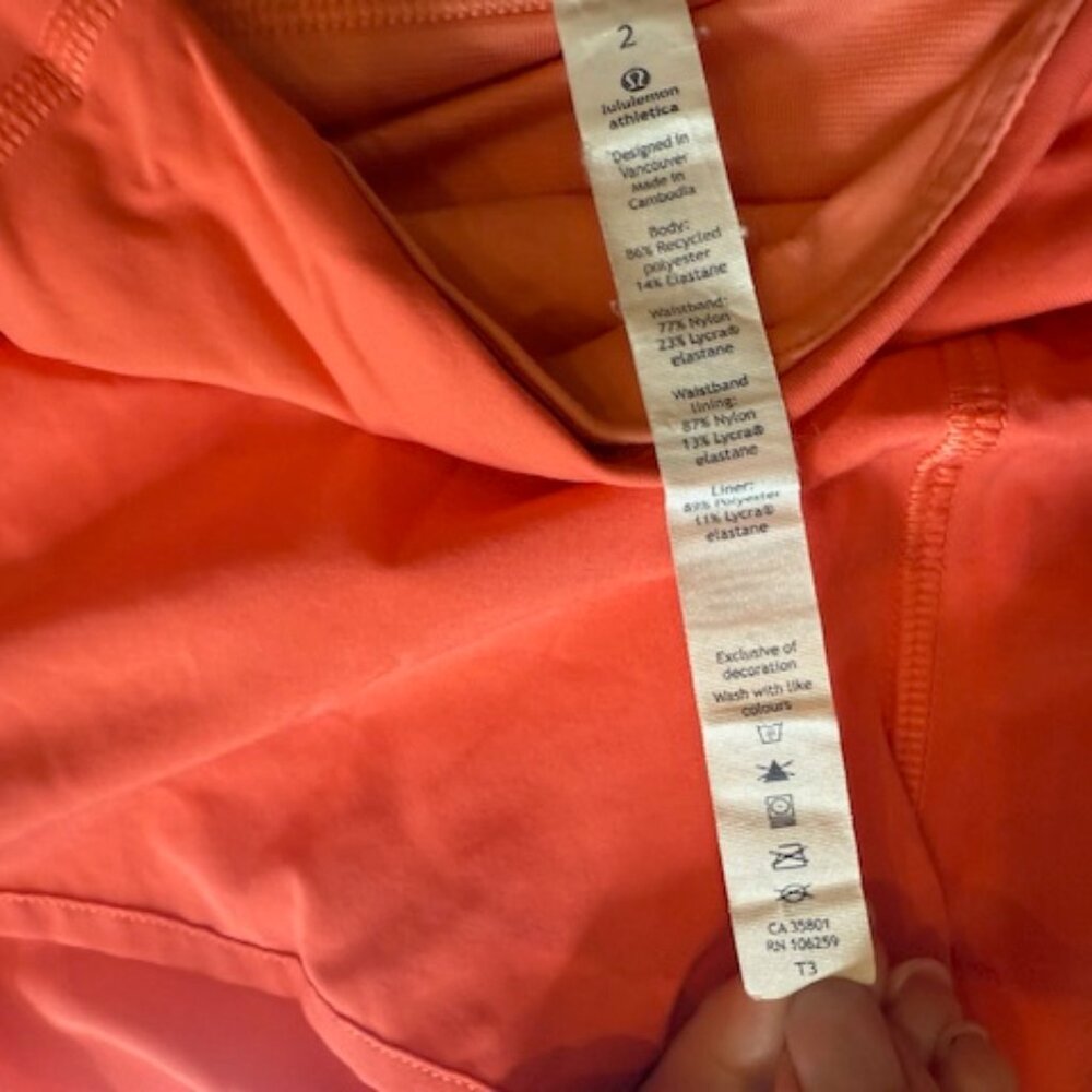 Pre-loved Solar Orange Speed Up Lululemon Running Shorts - Women's Size 2 - Picture 3 of 6